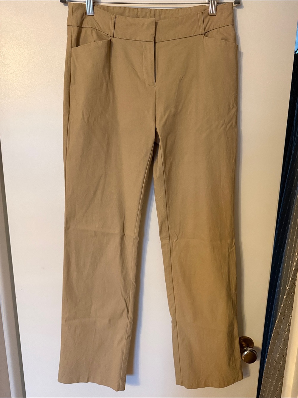 Women's Tan Straight-Leg Trousers with Clean Finish